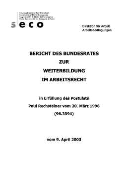 Bericht des Bundesrates zur Weiterbildung im Arbeitsrecht (2003)-1